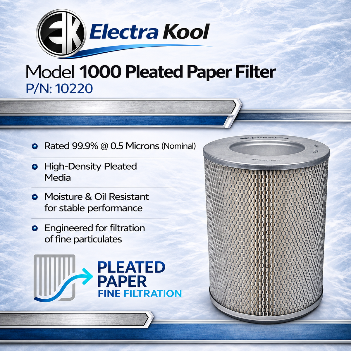 Electra-Kool Model 1000 pleated paper replacement filter