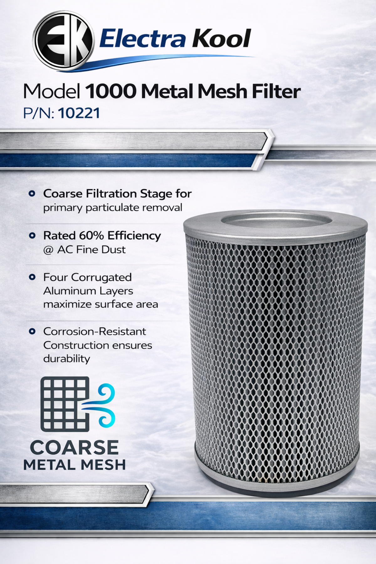 Electra-Kool Model 1000 metal mesh replacement filter