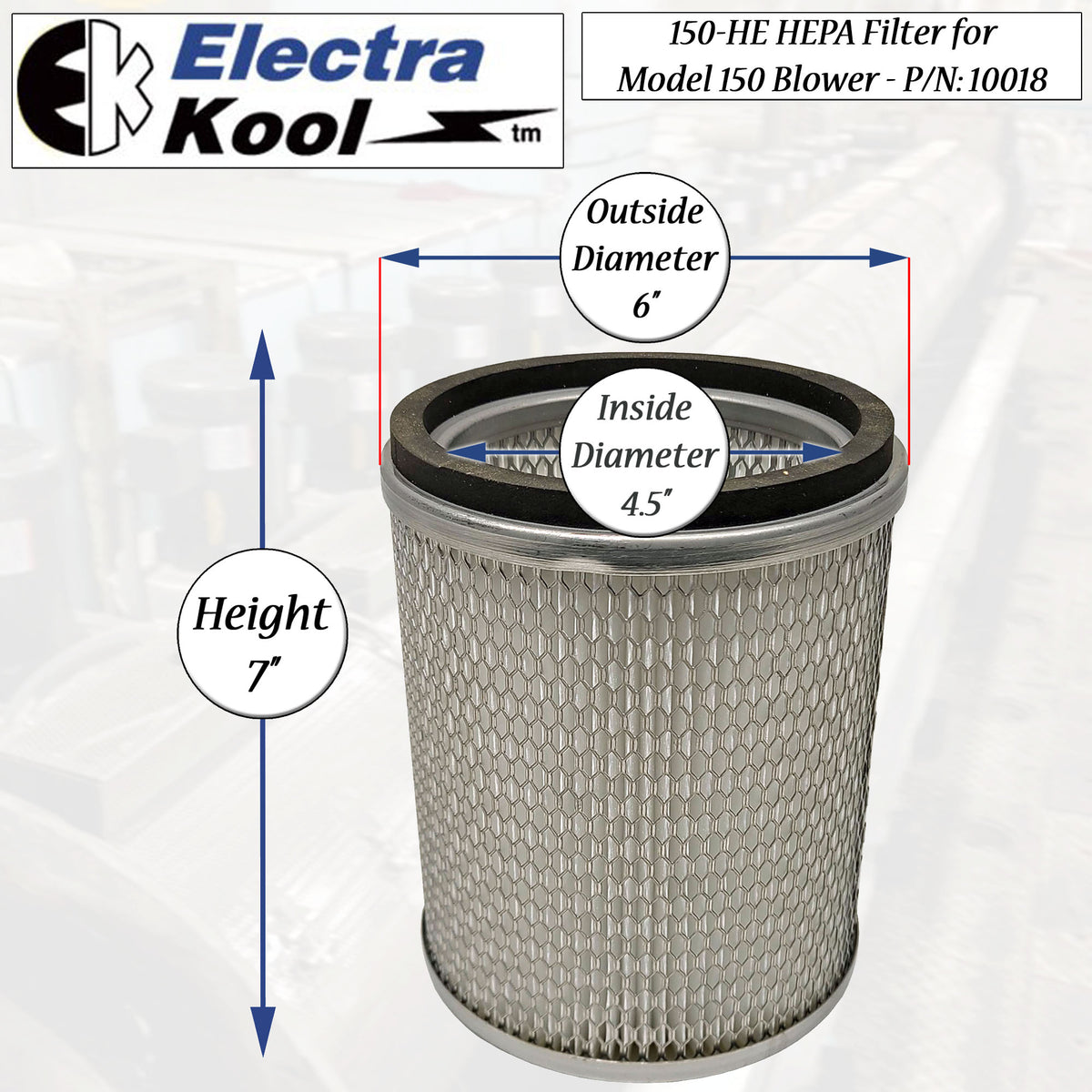 Electra-Kool Model 150 HEPA replacement filter alternate view
