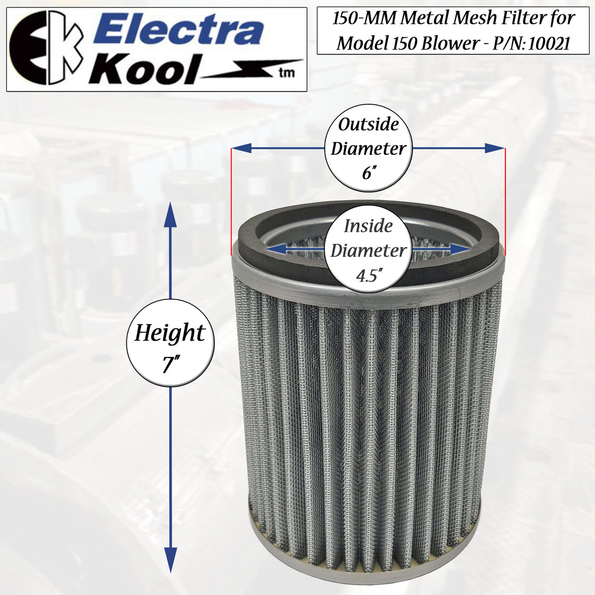 Electra-Kool Model 150 metal mesh replacement filter alternate view