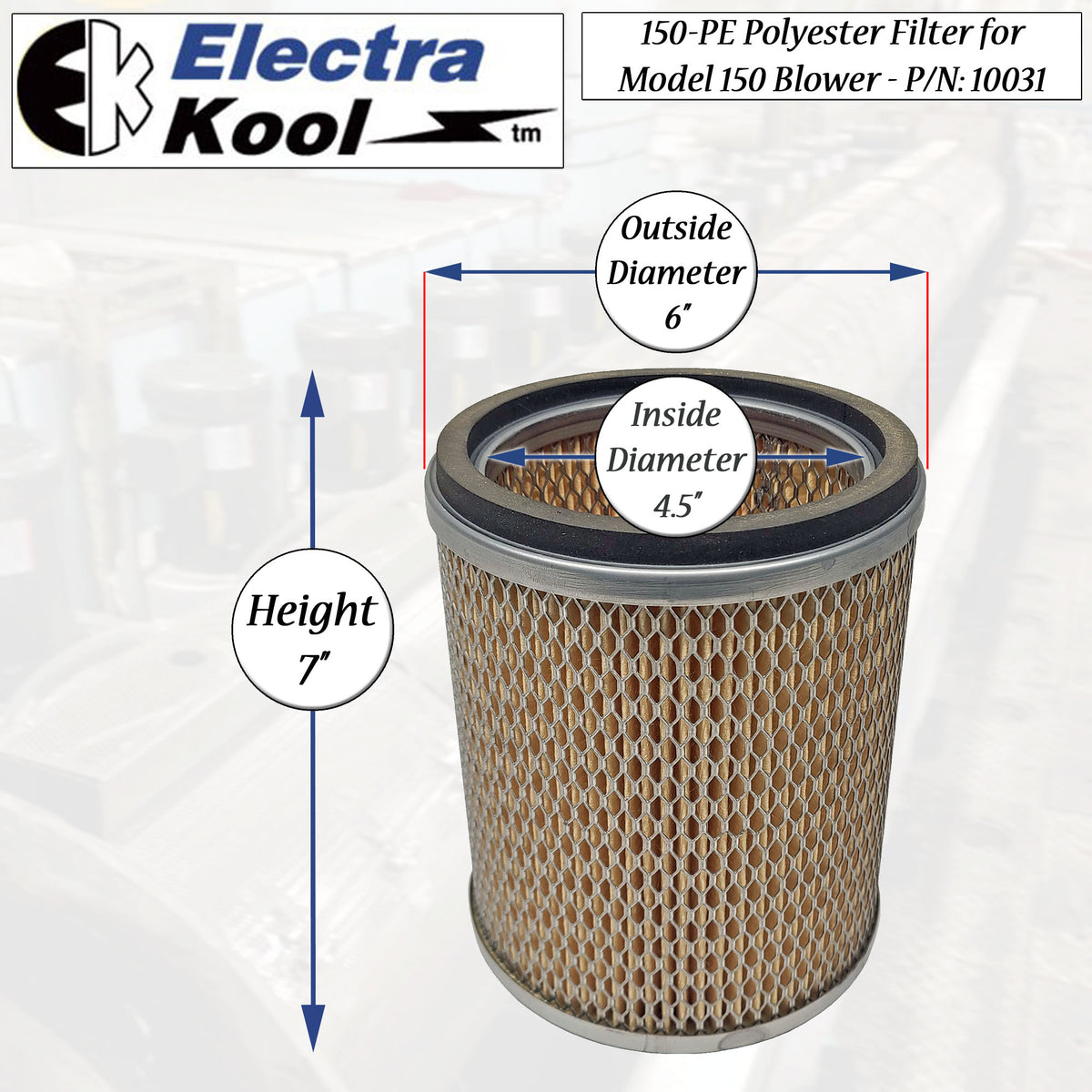 Electra-Kool Model 150 polyester replacement filter alternate view