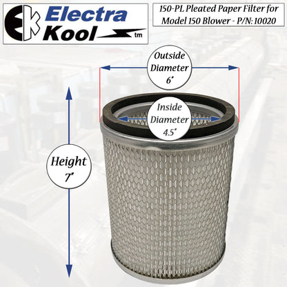 Electra-Kool Model 150 pleated paper replacement filter alternate view