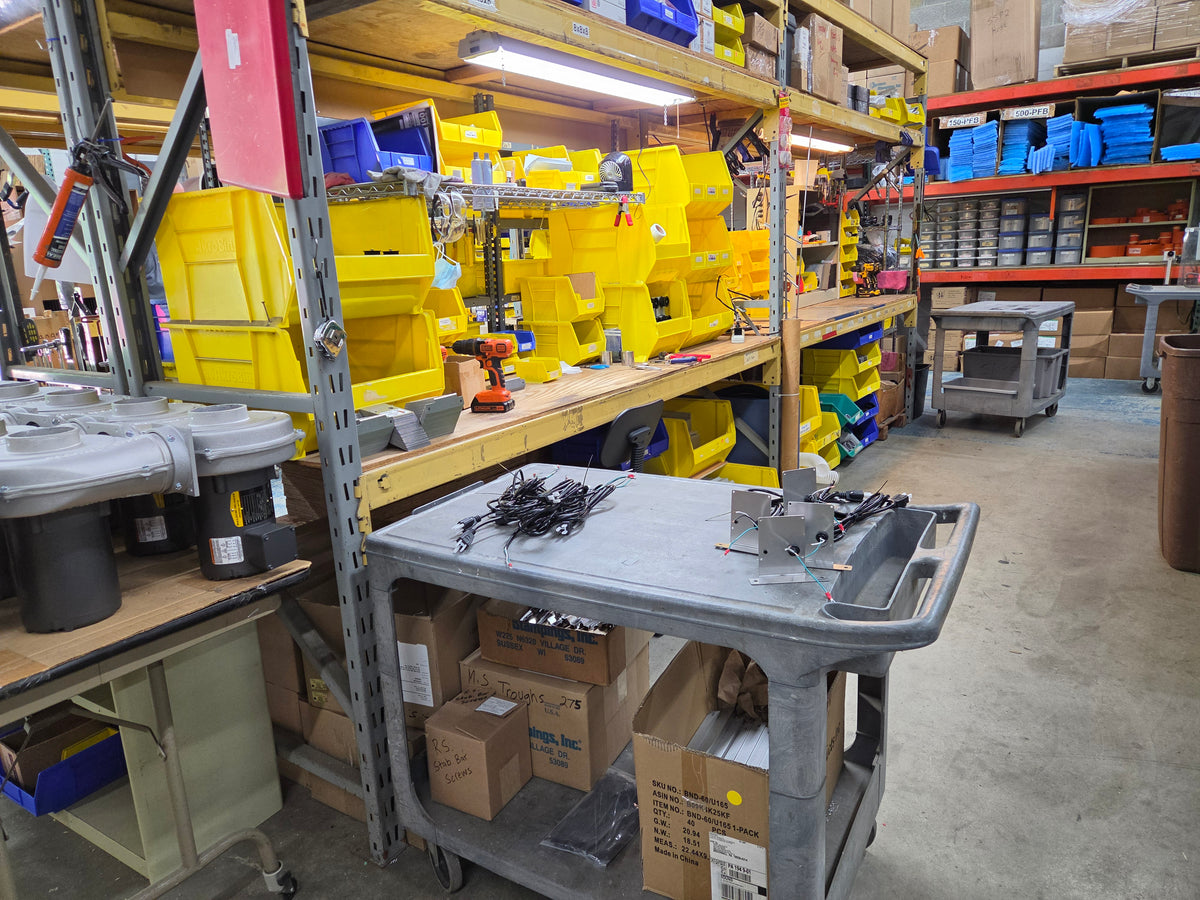 Electra-Kool filtered blower assembly area at Wayne Products in Broomall Pennsylvania