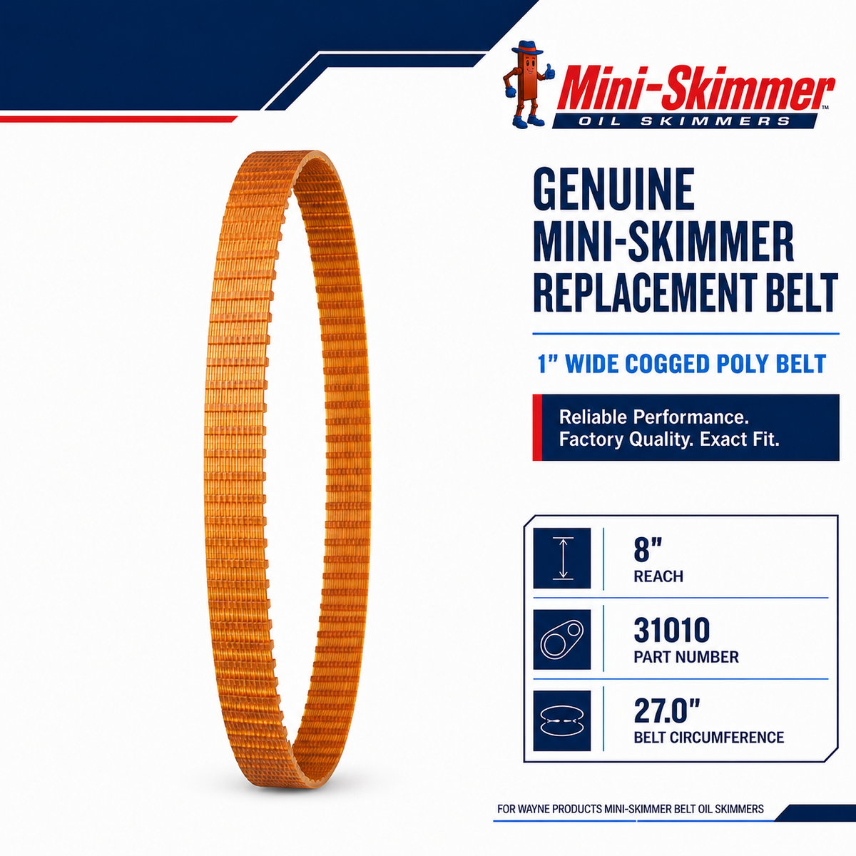 Mini-Skimmer cogged polyurethane replacement belt – 8 in reach