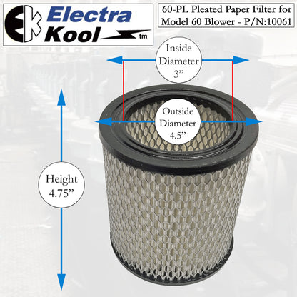 Electra-Kool Model 60 pleated paper replacement filter