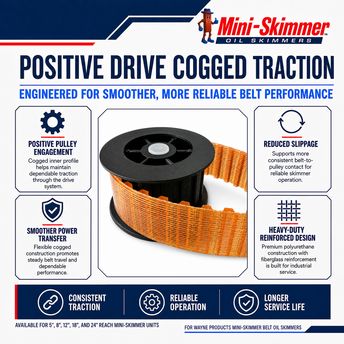 Mini-Skimmer cogged polyurethane replacement belt alternate view