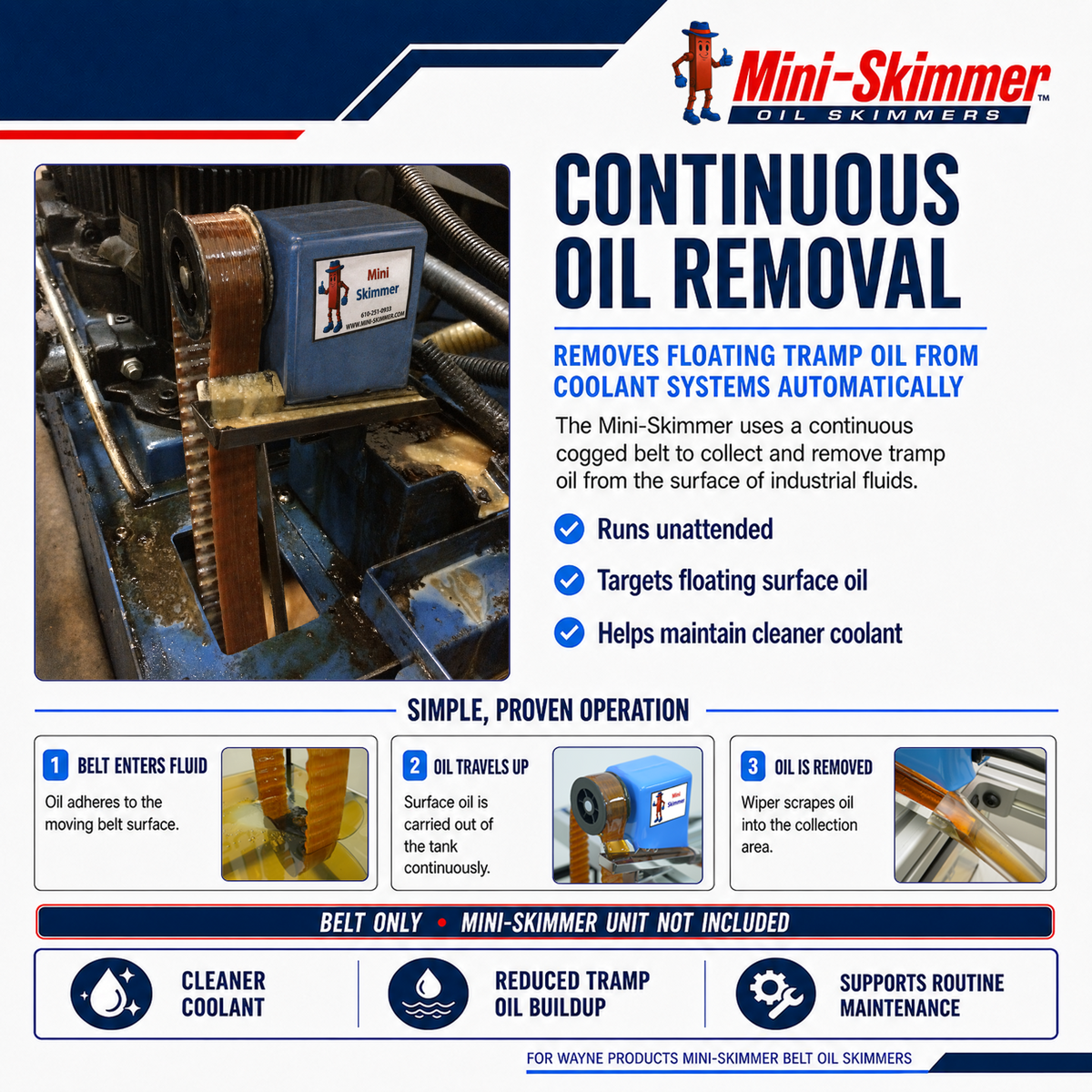 Mini-Skimmer cogged polyurethane replacement belt alternate view