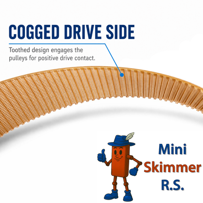 Mini-Skimmer R.S. cogged replacement belt drive-side detail