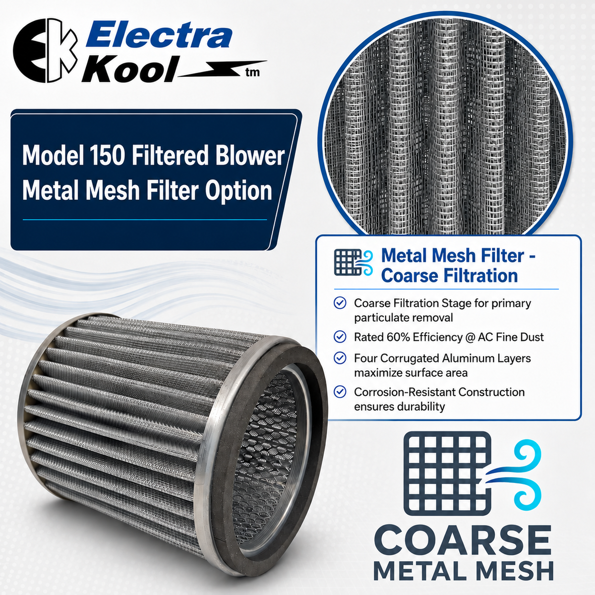 Electra-Kool Model 150 filtered blower with metal mesh filter – alternate view 11