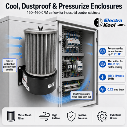 Electra-Kool Model 150 filtered blower with metal mesh filter – alternate view 9