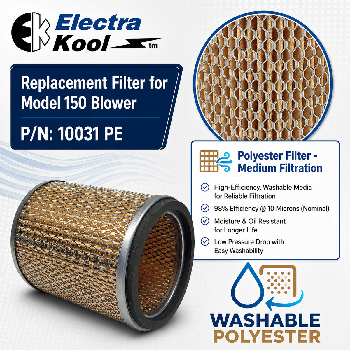 Electra-Kool Model 150 pleated paper replacement filter