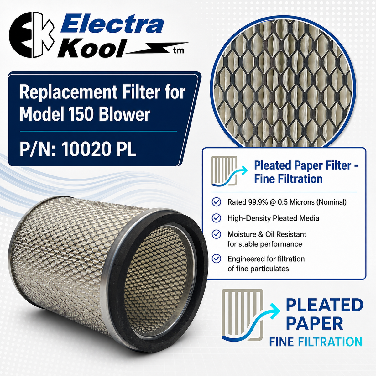Electra-Kool Model 150 pleated paper replacement filter