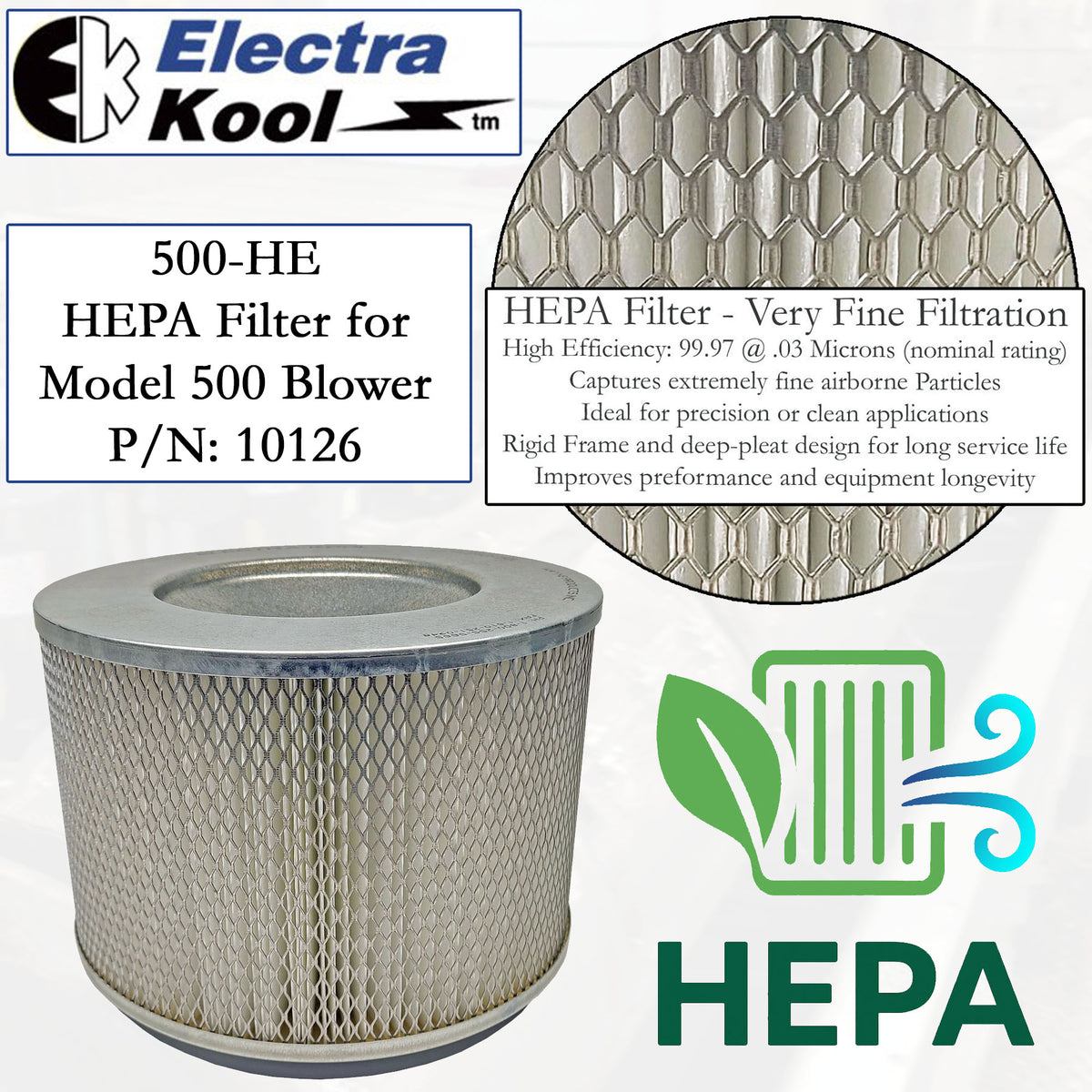 Electra-Kool Model 500 HEPA replacement filter alternate view