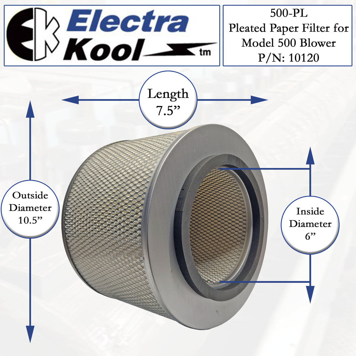 Electra-Kool Model 500 pleated paper replacement filter – alternate view 7