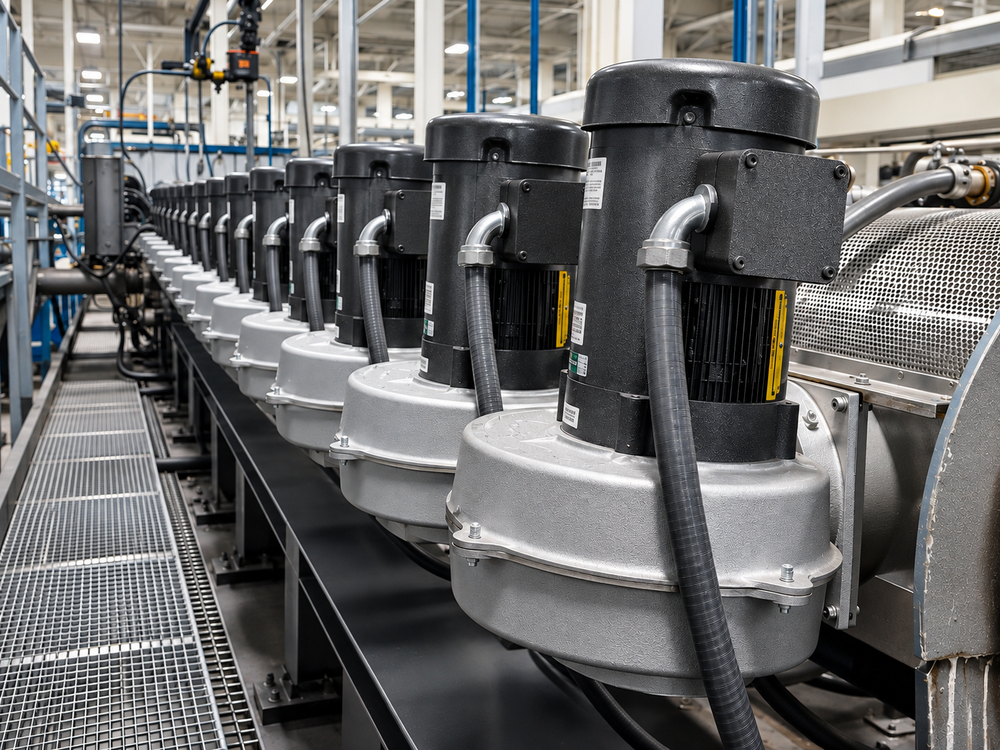 Electra-Kool blowers cooling an industrial plastic extrusion line