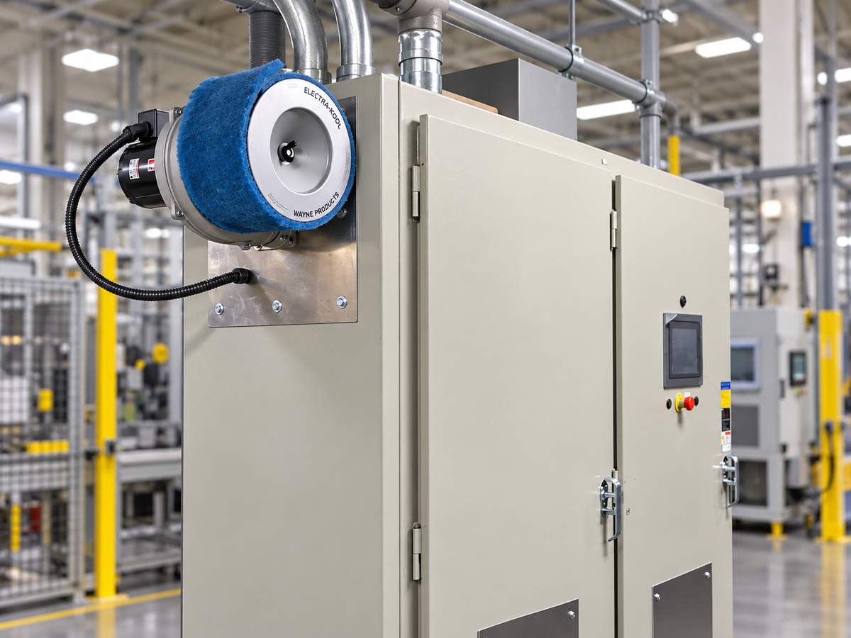 Electra-Kool filtered blower cooling an industrial electrical enclosure