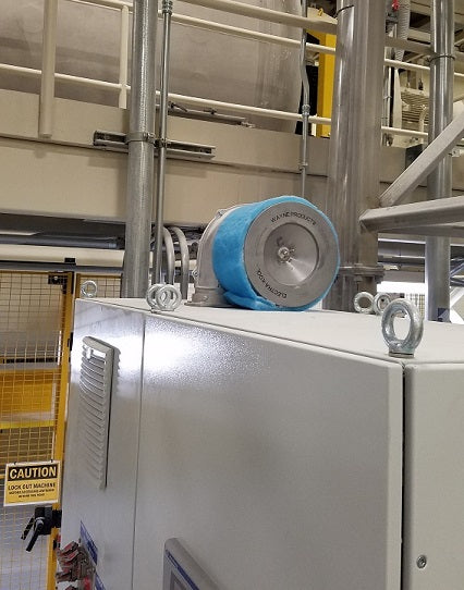 Electra-Kool Model 500 filtered blower cooling a food processing electrical cabinet