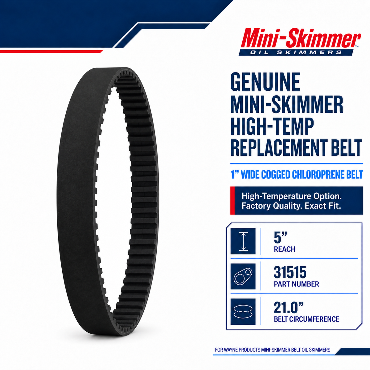 Mini-Skimmer High-Temperature Cogged Chloroprene Replacement Belt – 5 in reach