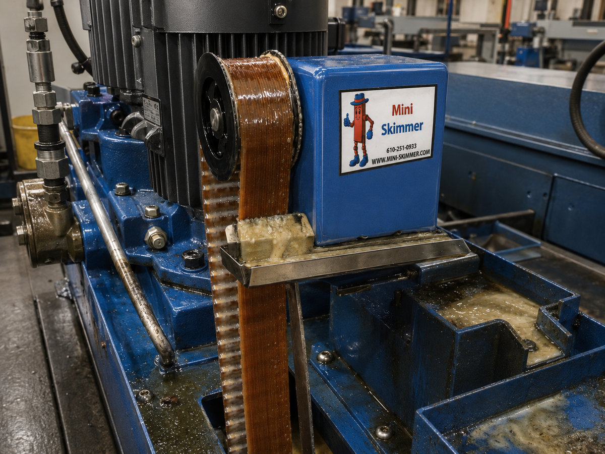 Mini-Skimmer oil skimmer in an industrial coolant application