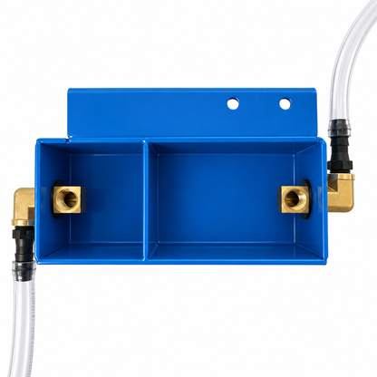 Top view of Mini-Sep Diverter showing two separation chambers and internal brass fittings