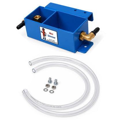 Mini-Sep Diverter Kit components including separator, clear hoses, bolts, nuts and lock washers
