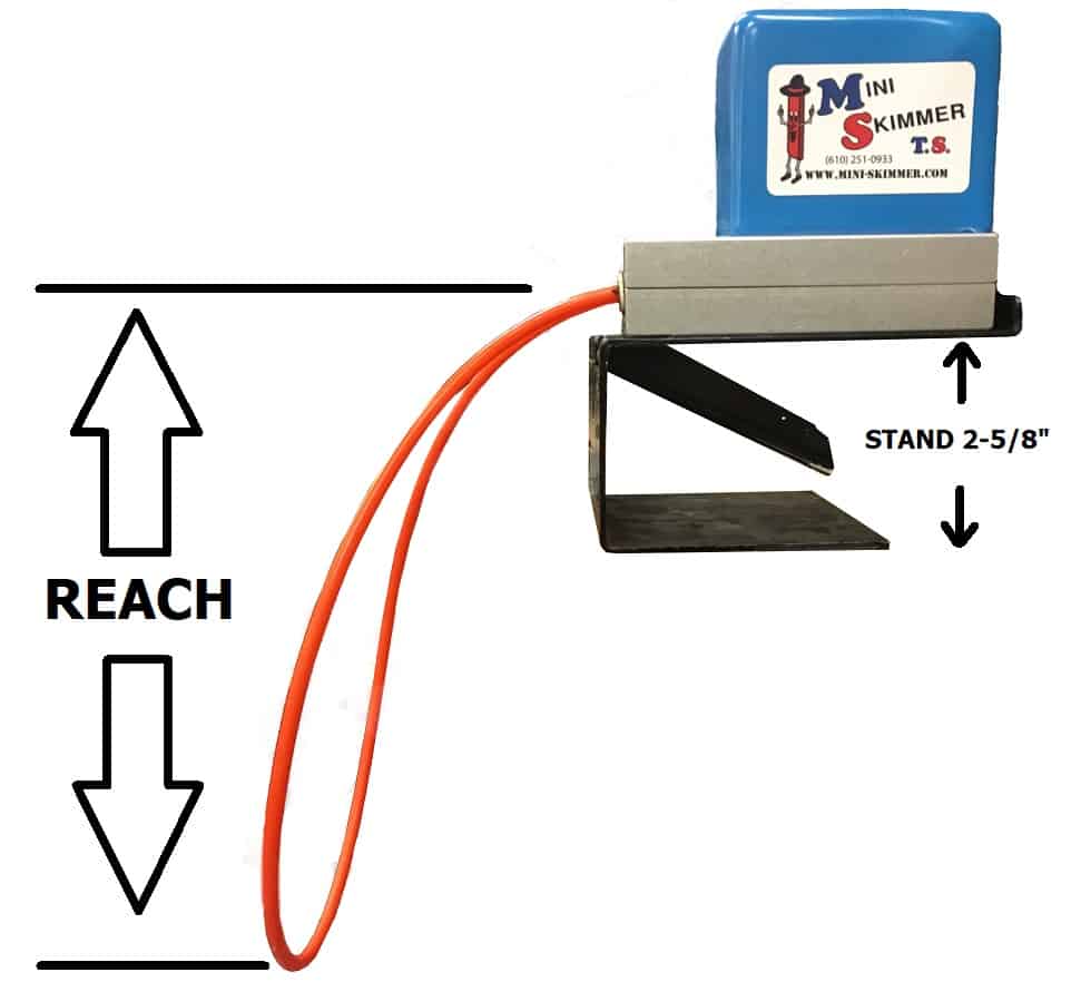 Mini-Skimmer T.S. tube oil skimmer reach measurement diagram