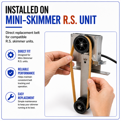 Mini-Skimmer R.S. cogged replacement belt installed on skimmer