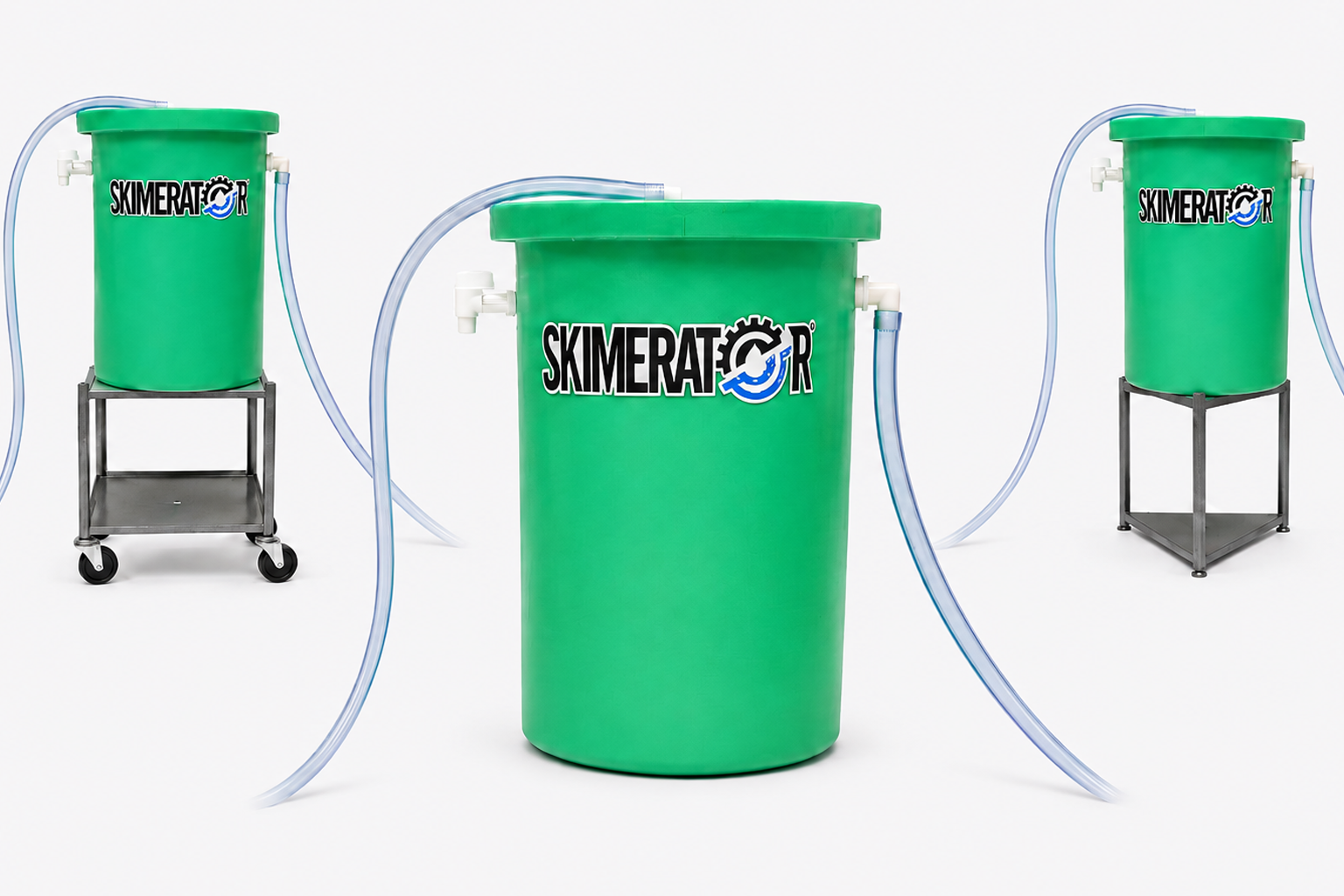 Wayne Products Skimerator oil skimmer systems in shallow, deep, and floating configurations