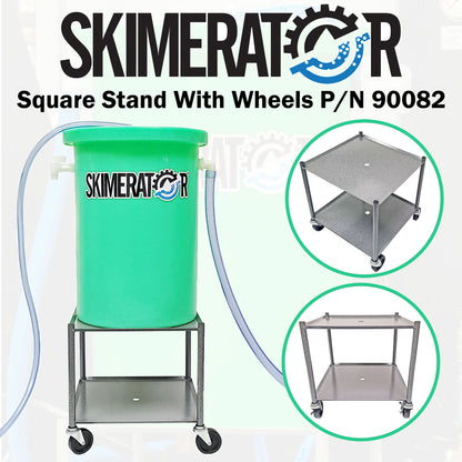 Skimerator square reservoir stand with wheels – alternate view 2