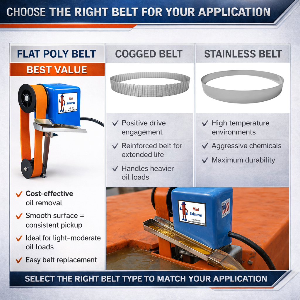 Mini-Skimmer belt material selection guide